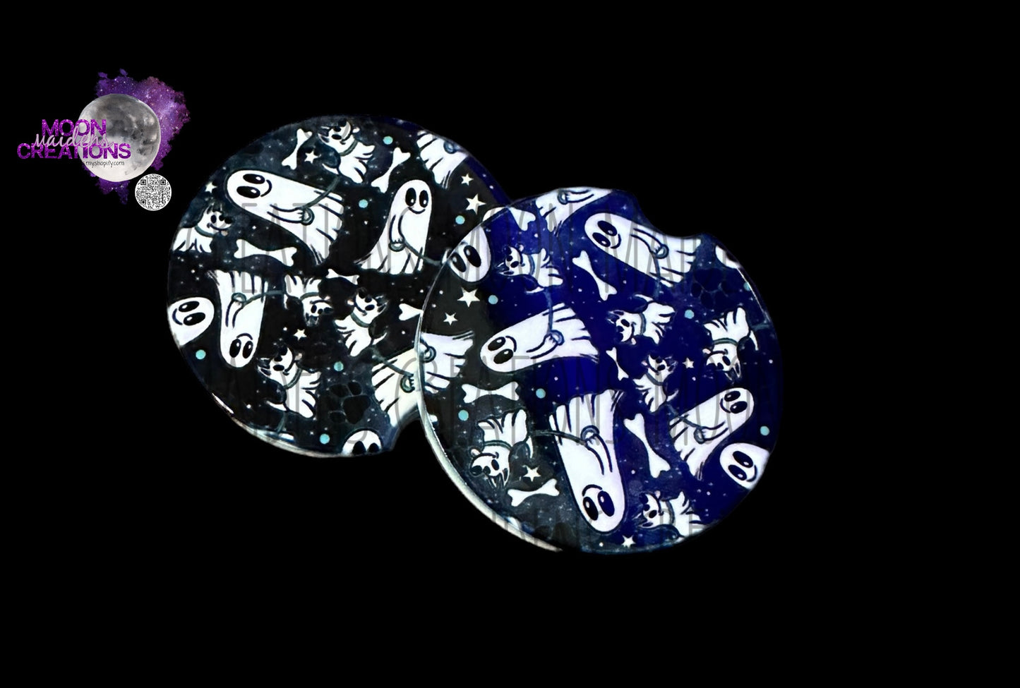 Spooky dog walking Car Coaster Set