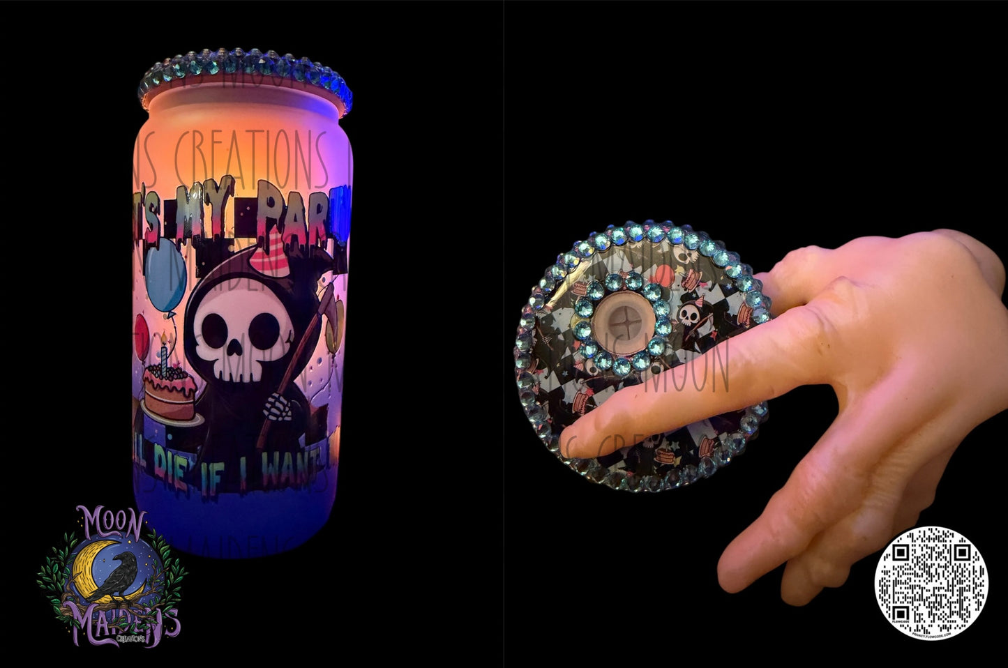 It’s my party 16 oz fancy glass can