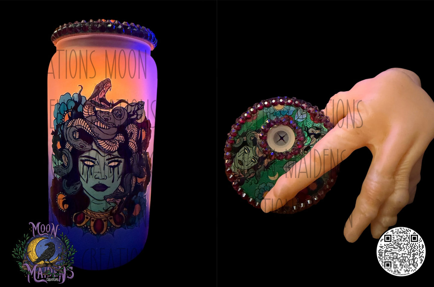 Medusa 16 oz fancy glass can
