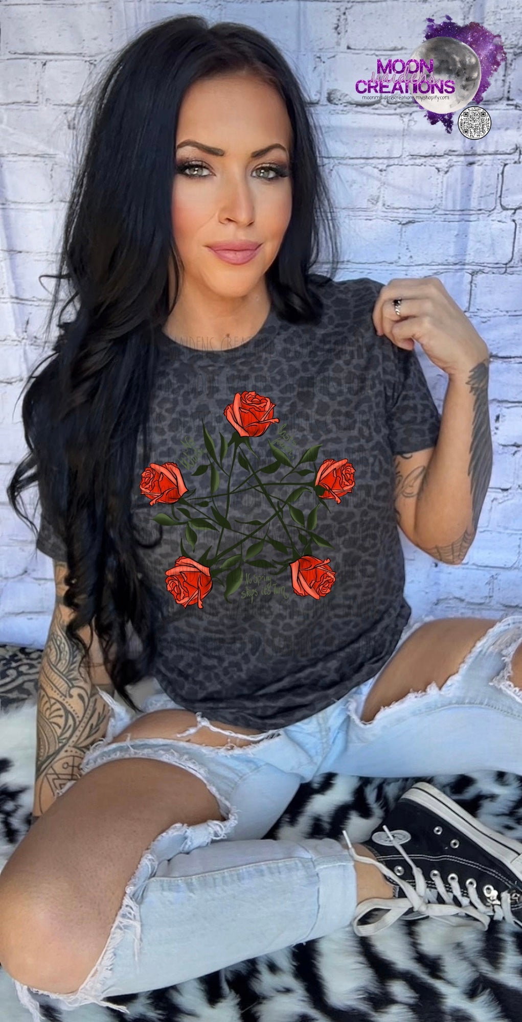 Rose pentagram T shirt