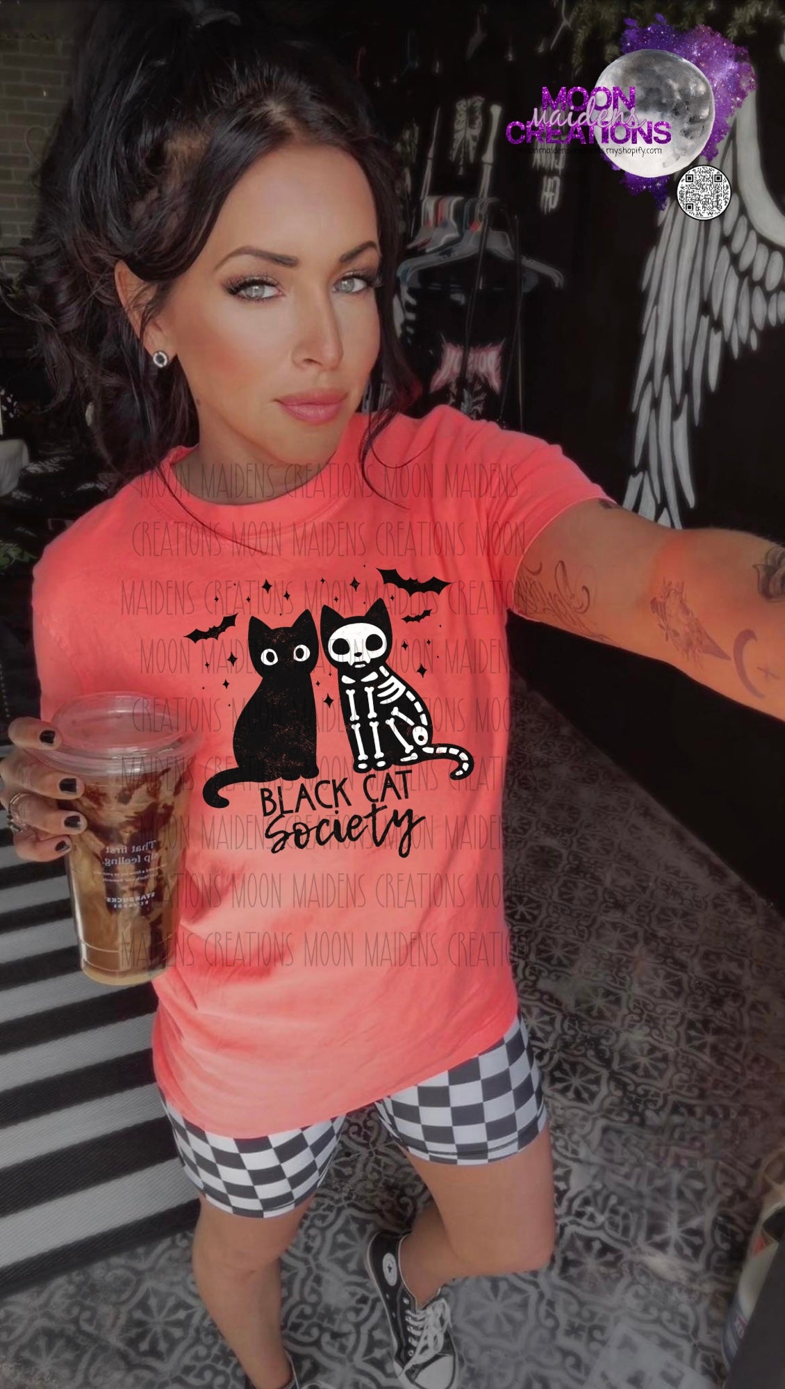 Black cat society T shirt