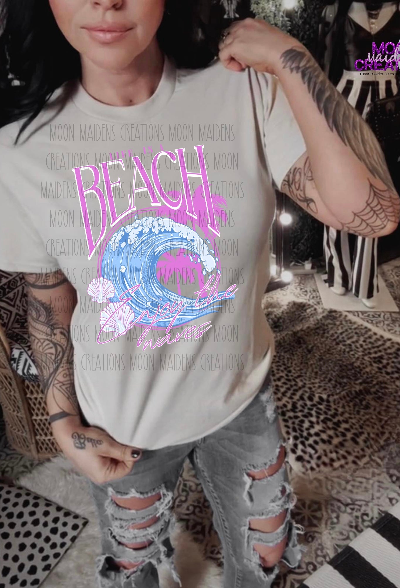 Beach enjoy the waves alt color T shirt