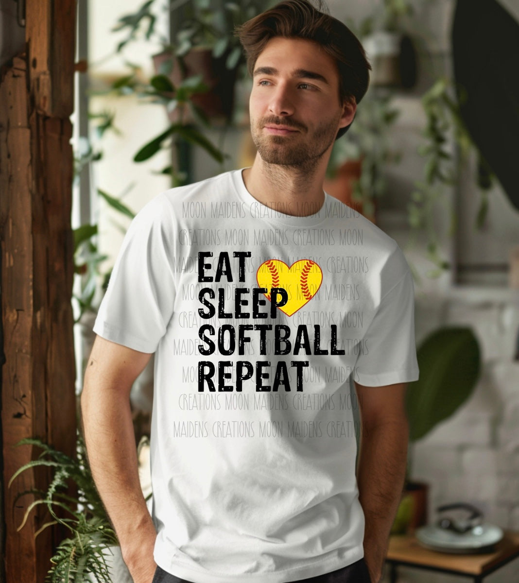 Eat, sleep, softball, repeat T shirt