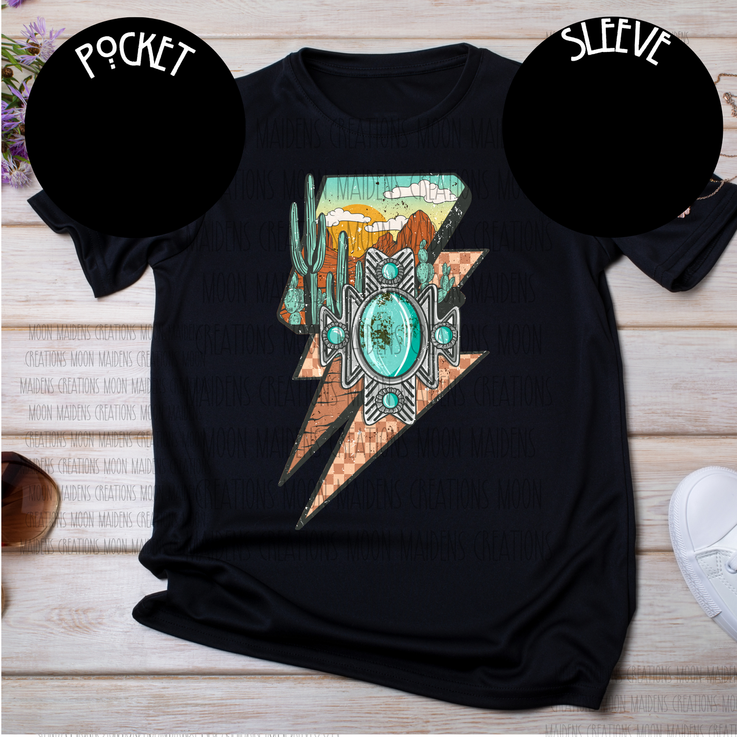 Lightning bolts & turquoise T shirt