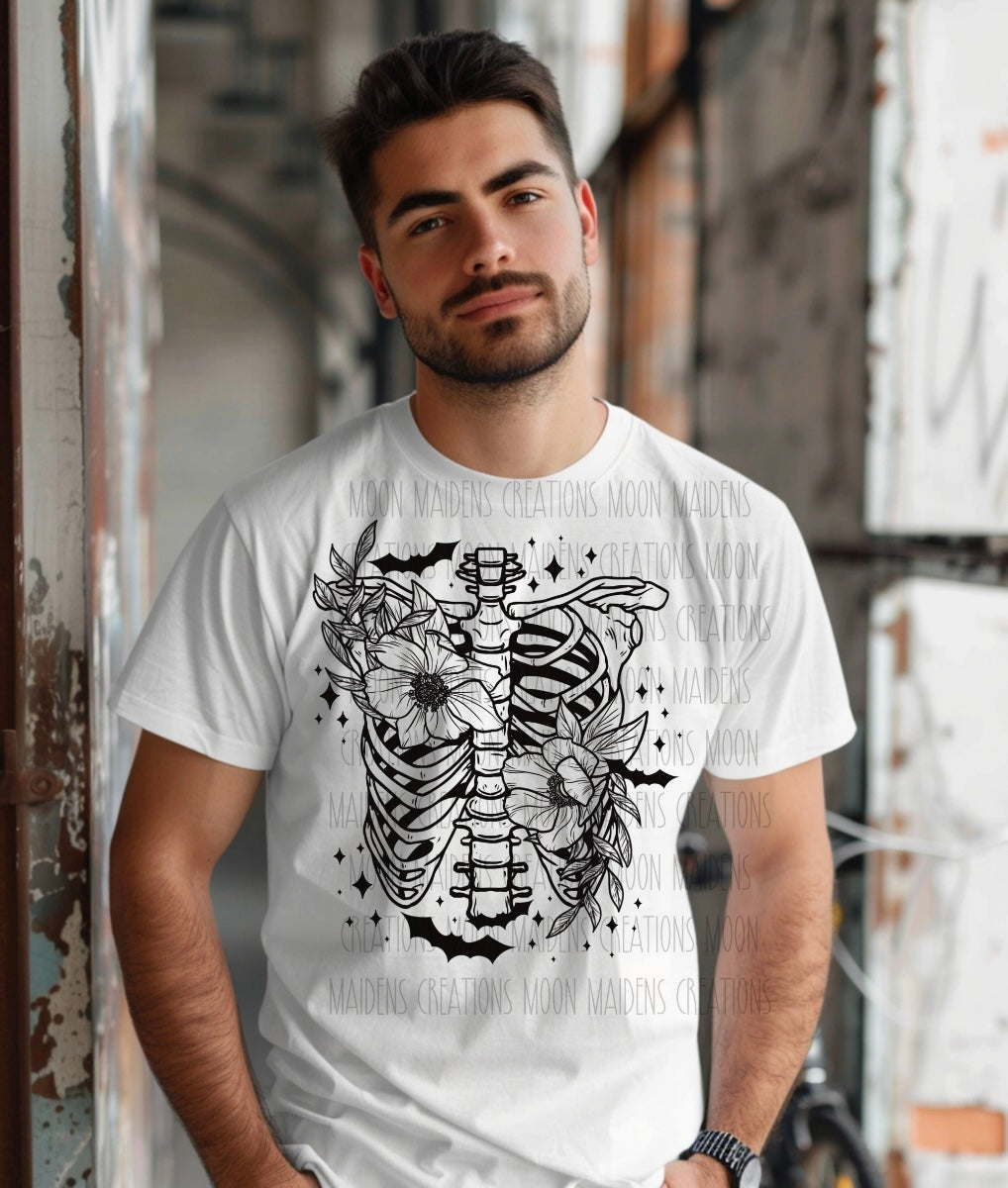 Ribcage and flowers T shirt