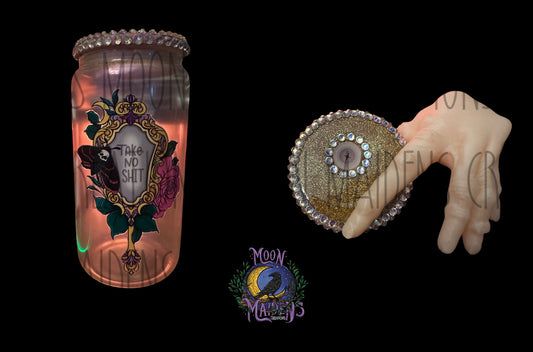 Take no shit 16 oz fancy glass can