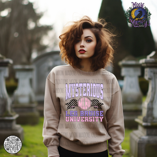 Mysterious leg bruise university sweatshirt