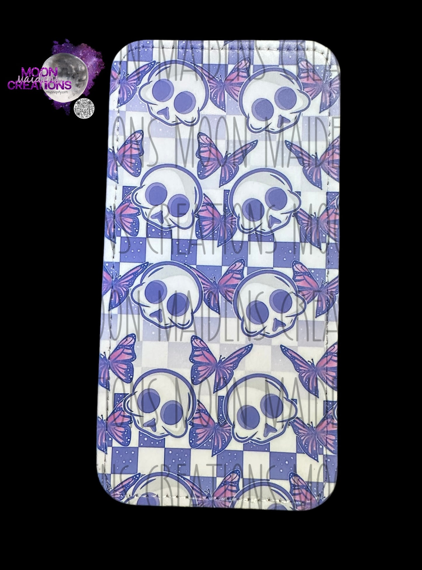 Purple skulls & butterflies wallet Phone Case