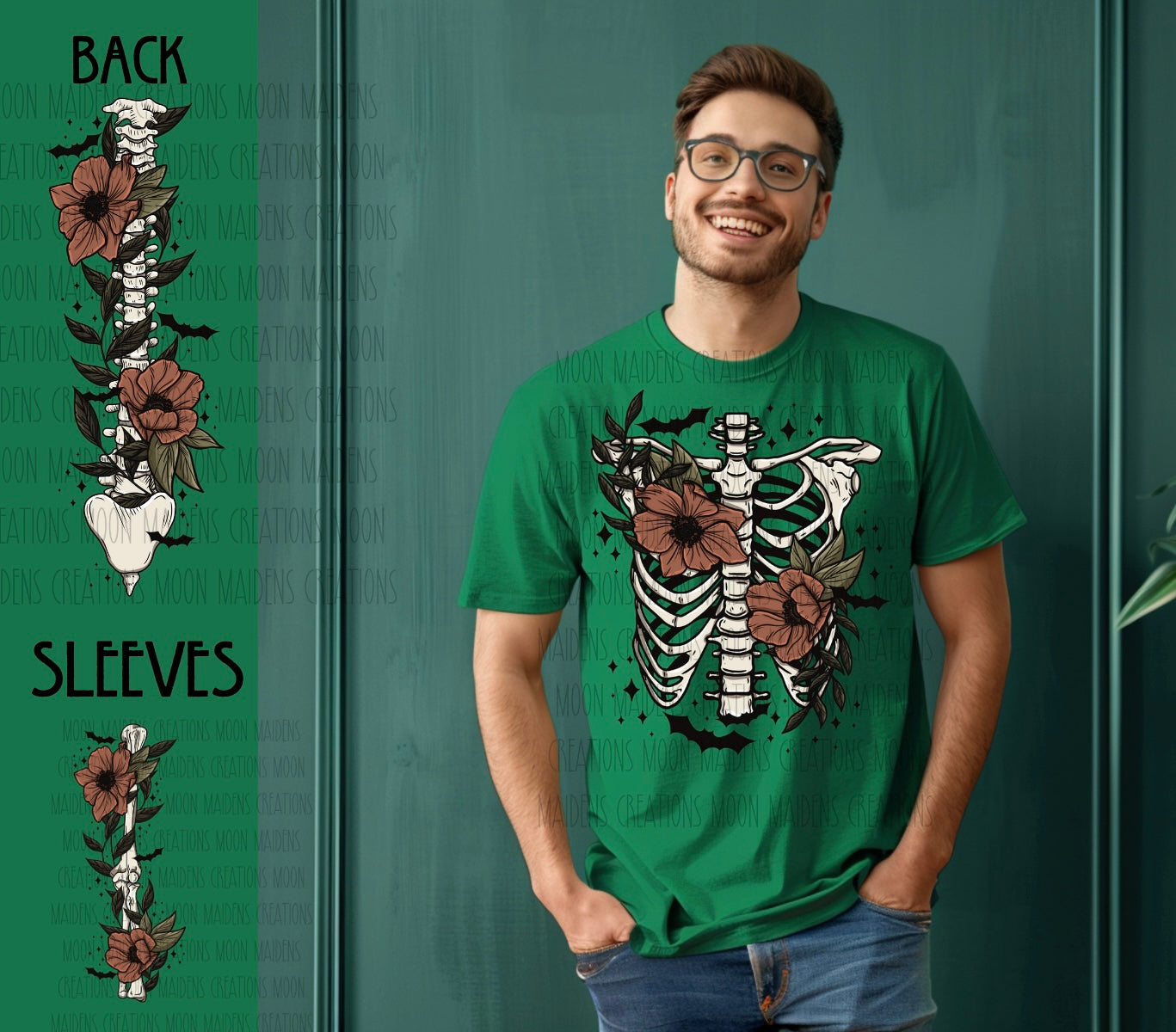 Skelly ribs, spine, arms T shirt