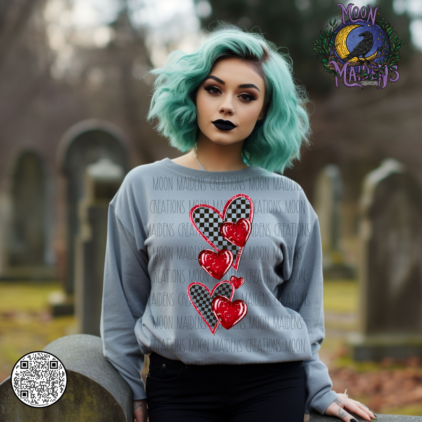 Checkered hearts long sleeve