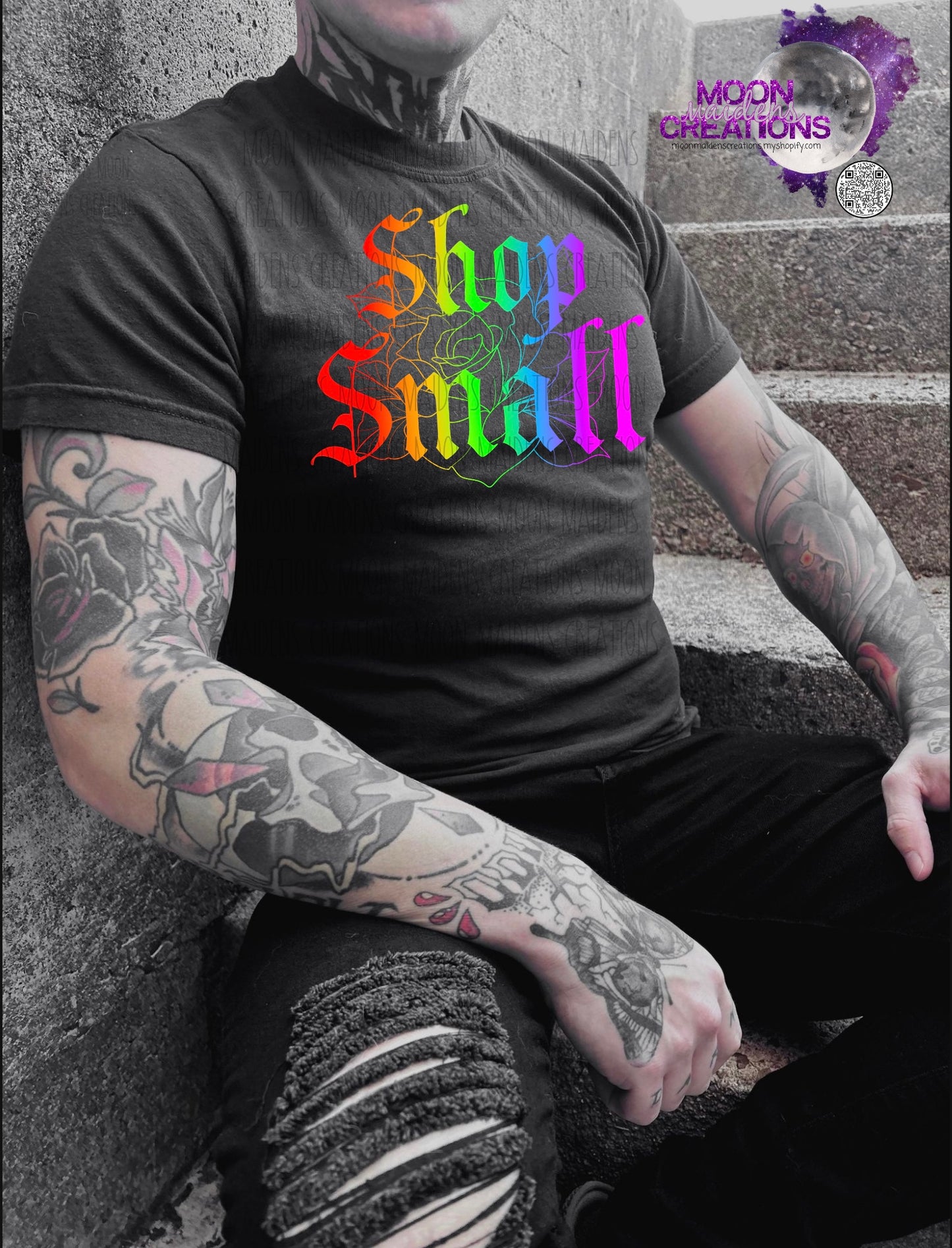 Shop small rainbow T shirt