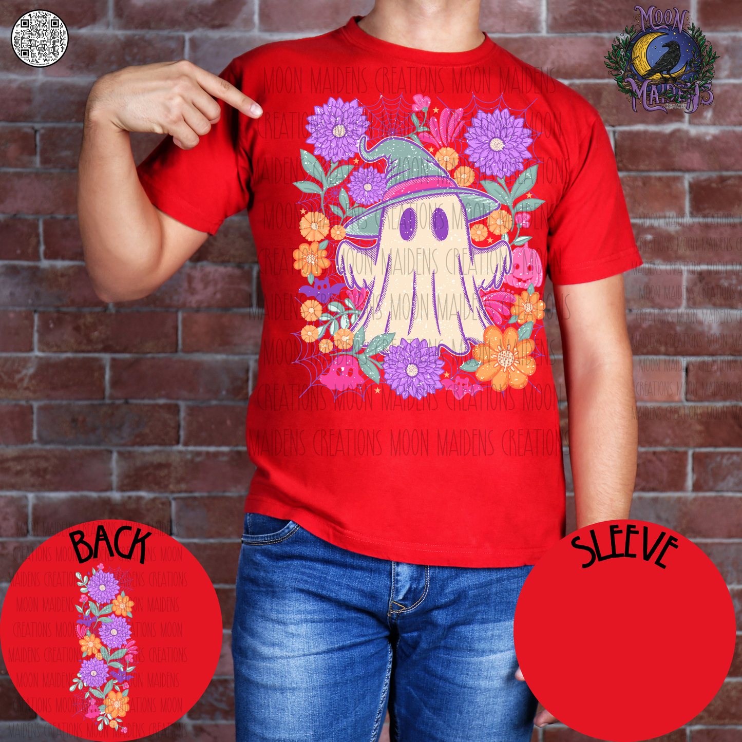 Floral ghost T shirt