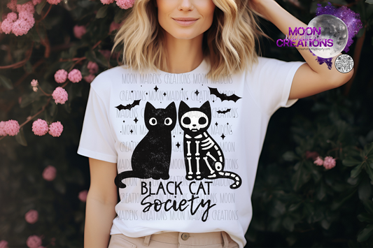 Black cat society T shirt