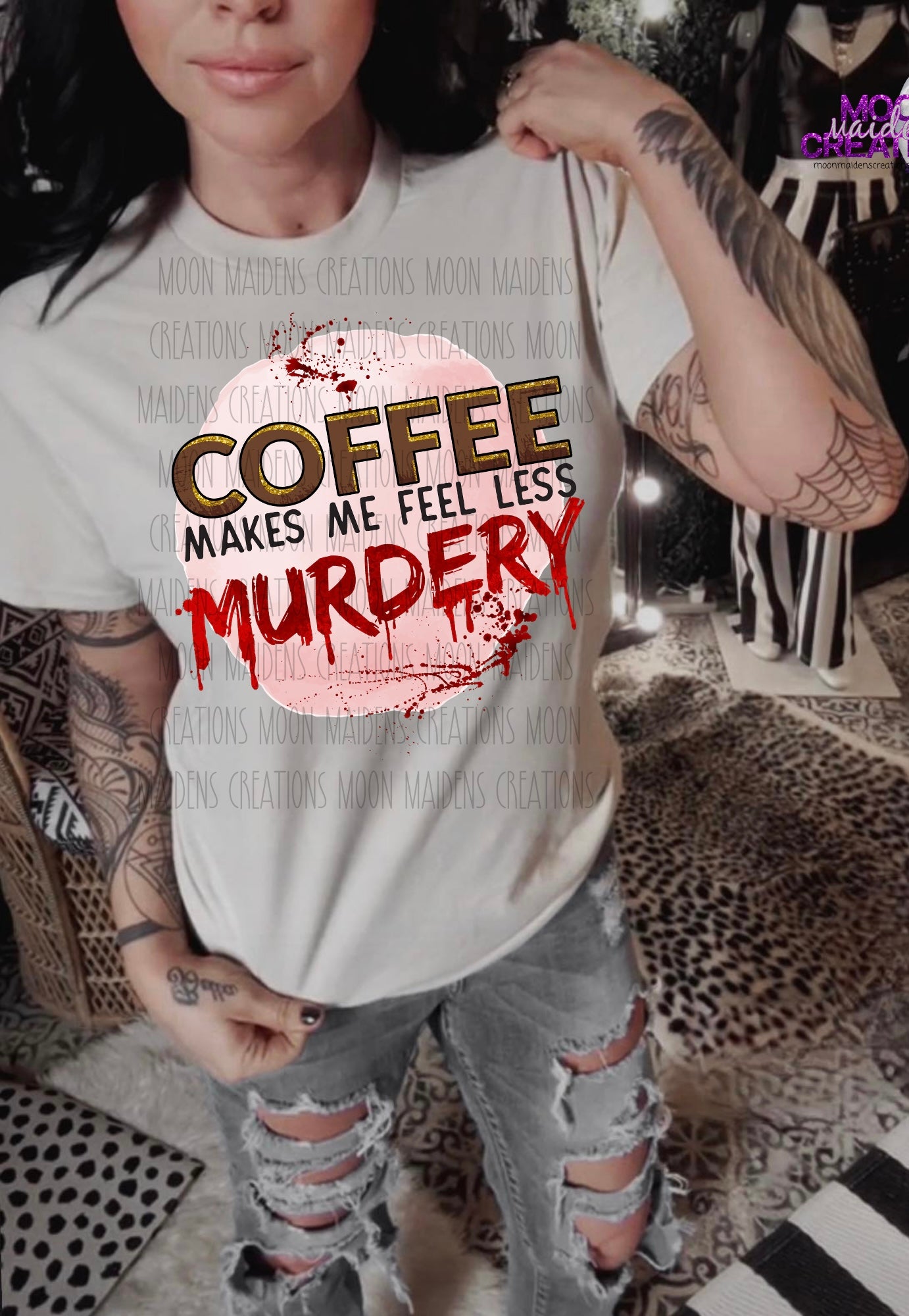 Coffee makes me feel less murdery T shirt