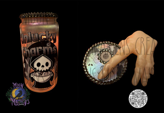 Unlucky 16 oz fancy glass can