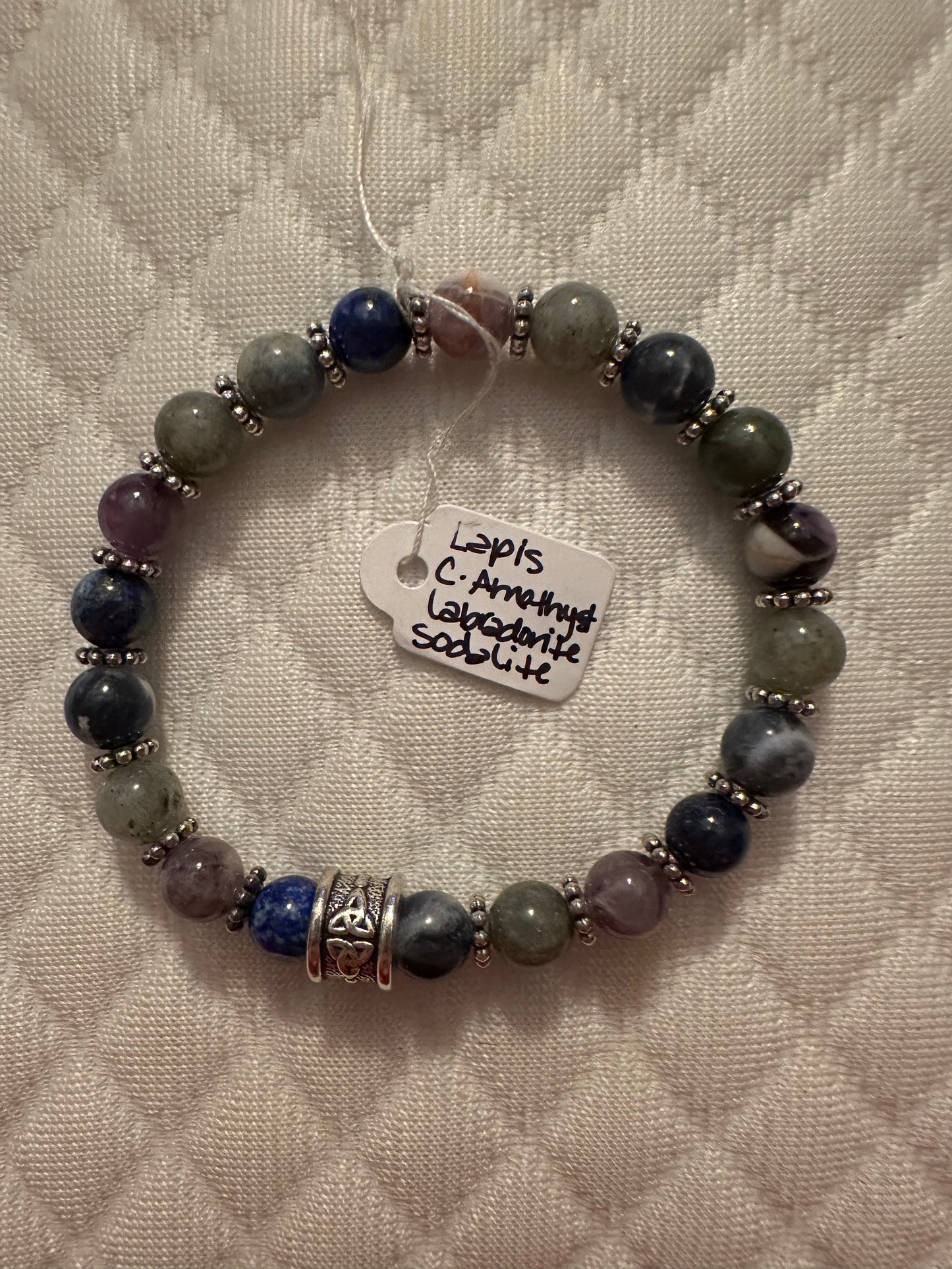 Beaded Bracelet- Lapis, Chevron Amethyst, Labradorite, and Sodalite